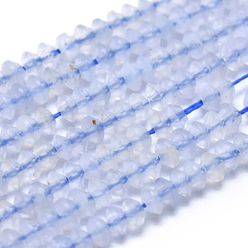 Natural Blue Lace Agate Beads Strands, Faceted, Bicone, 2.5~3x1.5~2mm, Hole: 0.5mm, about 250pcs/Strand, 14.96 inch(38cm)