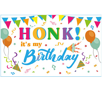 Polyester Hanging Banner Sign, Party Decoration Supplies Celebration Backdrop, HONK it's My Birthday, Colorful, 180x110cm