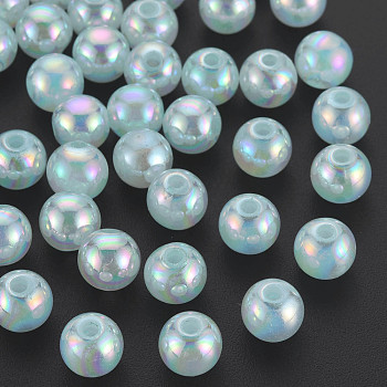 Imitation Jelly Acrylic Beads, AB Color Plated, Round, Pale Turquoise, 8mm, Hole: 1.8mm, about 1745pcs/500g