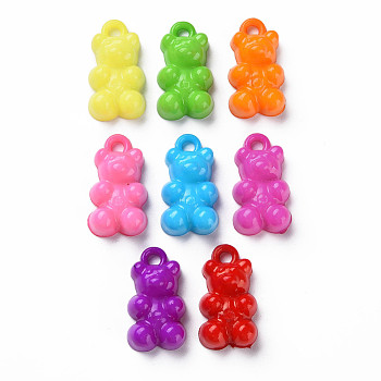 Opaque Acrylic Pendants, Bear, Mixed Color, 20.5x11.5x7mm, Hole: 2mm, about 580pcs/500g