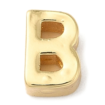 Rack Plating Brass Slide Charms, Cadmium Free & Lead Free, Real 18K Gold Plated, Letter, Letter B, 7.5x5x3.5mm, Hole: 1.4mm