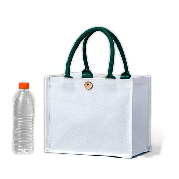 Canvas Bags with Handles, Rectangle Tote Bags, White, 30x16x26cm