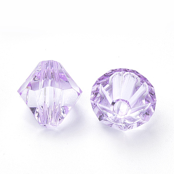 Transparent Acrylic Beads, Bicone, Lilac, 4x4mm, Hole: 1.2mm, about 1700pcs/50g