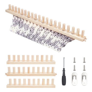 Adjustable Wooden Knitting Loom Frame, with Iron Findings, BurlyWood, 39x5x7.05cm