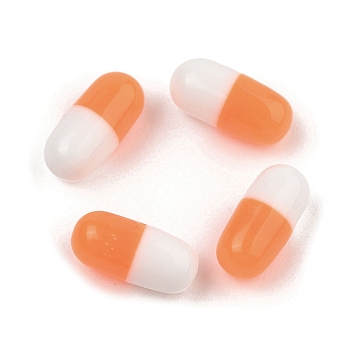 Opaque Resin Cabochons, Pill, Light Salmon, 12x6x6mm, Hole: 1.2mm