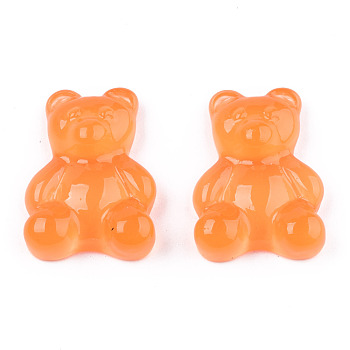 Transparent Resin Cabochons, Bear, Dark Orange, 20x15x6~7mm