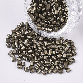 8/0 Two Cut Glass Seed Beads, Hexagon, Baking Paint, Coffee, 2.5~3x2.5mm, Hole: 0.9mm, about 15000pcs/bag