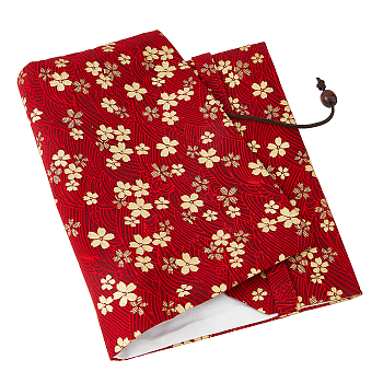 Sakura Pattern Cloth Book Covers, Notebook Wraps, Rectangle, FireBrick, 214x164x3mm