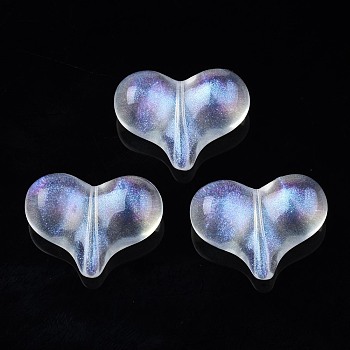 Transparent Acrylic Beads, Glitter Powder, Heart, Clear, 17x23x8.5mm, Hole: 1.2mm