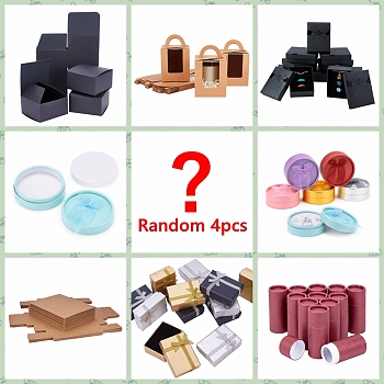 Lucky Bag, Mixed Style Kraft Paper Jewelry Gift Boxes Kits, Rings, Bracelets, Pendant Necklaces Storage Box, Random Color