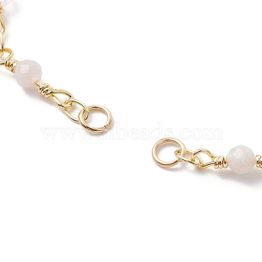 Brass & Natural Morganite Handmade Beaded Link Chain Bracelet Making(AJEW-JB01150-39)-2