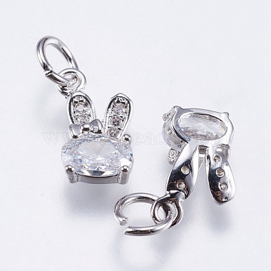 Brass Micro Pave Cubic Zirconia Bunny Charms(RB-I077-19P-RS)-2