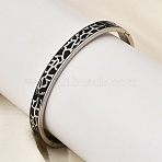 304 Stainless Steel Enamel Hinged Bangles, Wide Bangles for Women, Stainless Steel Color, Inner Diameter: 2.07 inch(5.25cm)x2.48 inch(6.3cm)(BJEW-D408-19P)