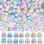 280Pcs 7 Colors Iridescent Plating Acrylic Beads, Flower, Gradient Color, Mixed Color, 10x11.5mm, Hole: 1.6mm, 40pcs/color(MACR-SP0001-87)