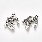 Tibetan Style Alloy Pendants, Cadmium Free & Lead Free, Crocodile/Alligator, Antique Silver, 16.5x14x3mm, Hole: 1.2mm(X-TIBE-Q094-02AS-RS)