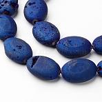 Electroplated Natural Quartz Crystal Beads Strands, Druzy Geode Crystal, Oval, 18x13x6~6.5mm, Hole: 1mm, about 11pcs/strand, 7.7 inch(G-P149-05A)