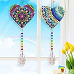 DIY Sun Catcher Keychain Diamond Painting Kits, including Acrylic Pendant, Diamond, Diamond Drill Tool, Ball Chain, Swivel Clasp, Heart Pattern, Packaging: 150x130x20mm, Finshed Product: 275~280x90mm, 2pcs(DIAM-PW0001-122D)