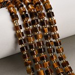 Natural Tiger Eye Beads Strands, Disc, Grade A, Heishi Beads, with Seed Beads, 6~6.5x4mm, Hole: 0.9mm, about 62pcs/strand, 14.96''~15.16''(38~38.5cm)(GG-CBA5B6F-E01-01)