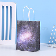 Starry Sky Pattern Kraft Paper Bags, with Hemp Rope, Gift Bags, Shopping Bags, Rectangle, Star Pattern, 15x8x21cm(PAAG-PW0001-109C)