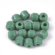Resin European Beads, Large Hole Beads, Column, Medium Sea Green, 11x10mm, Hole: 5mm(X-RESI-S374-42)