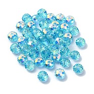 AB Color Plated Glass Beads, Faceted Rondelle, Dark Turquoise, 6x4mm, Hole: 1.4mm(EGLA-P059-03A-AB06)