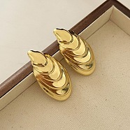 Retro Grooved Brass Stud Earrings for Women, Golden(TC8176-3)