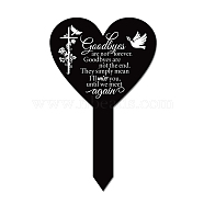 Acrylic Garden Stake, Ground Insert Decor, for Yard, Lawn, Garden Decoration, Heart with Memorial Words, Bird Pattern, 258x158mm(AJEW-WH0365-003)