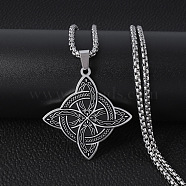 Viking Triskelion Knot Stainless Steel Pendant Necklaces for Men, Stainless Steel Color, 23.62 inch(60cm)(FS-WG900AF-01)