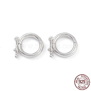 Anti-Tarnish Rhodium Plated 925 Sterling Silver Twister Clasps, Ring, Platinum, 9x10.5x3mm, Inner Diameter: 6mm(STER-K173-26P)