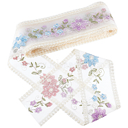 Polyamide Yarns Ribbons, Jacquard Ribbon, Garment Accessories, Flower Pattern, Colorful, 3-1/2 inch(90mm)(X1-OCOR-WH0064-54B)