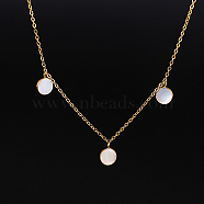 Stainless Steel Pendant Necklaces for Women, with Shell, Cable Chain Necklace, Real 18K Gold Plated, 16-1/2 inch(42cm)(RG3709-2)
