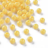 Opaque Acrylic Beads, Round, Gold, 6x5mm, Hole: 1.8mm, about 4400pcs/500g(MACR-S370-C6mm-SS2105)