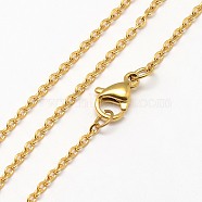 Trendy Unisex 304 Stainless Steel Cable Chain Necklaces, with Lobster Clasps, Golden, 17.7 inch(45cm), 1.5mm(X-NJEW-M047-02)