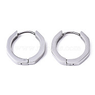 304 Stainless Steel Huggie Hoop Earrings, Ring, Stainless Steel Color, 16x17x3mm, Pin: 0.8mm(STAS-R115-22P)