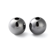 Electroplate Plating Opaque Acrylic Beads, Round, Gunmetal Plated, 15x15.5x15.5mm, Hole: 3.5mm(PACR-D288-03B)