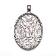 Alloy Pendant Cabochon Settings, Cadmium Free & Nickel Free & Lead Free, Plain Edge Bezel Cups, DIY Findings for Jewelry Making, Platinum, 39x25x3mm, Hole: 4mm(PALLOY-A15657-N-NF)