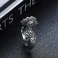Tibetan Style Alloy Adjustable Rings, Rooster, Antique Silver, Inner Diameter: 20mm(PW-WG84265-01)