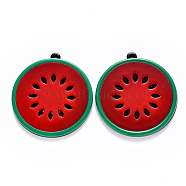 Cellulose Acetate(Resin)Pendants, Watermelon, Red, 49.5x45x4mm, Hole: 1.8mm(KY-R017-15A)