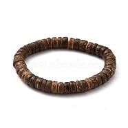 Rondelle Natural Coconut Stretch Bracelets, Coconut Brown, Inner Diameter: 2-1/8 inch(5.5cm)(X-BJEW-JB05361-01)