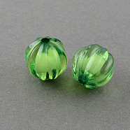 Transparent Acrylic Beads, Bead in Bead, Round, Pumpkin, Lime Green, 12mm, Hole: 2mm, about 630pcs/500g(TACR-S089-12mm-23)