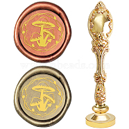 DIY Scrapbook, Brass Wax Seal Stamp and Alloy Handles, Mushroom Pattern, 103mm, Stamps: 2.5x1.45cm(AJEW-WH0128-09G)