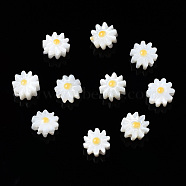 Natural Freshwater Shell Beads, with Enamel, Flower, Gold, 6x3mm, Hole: 0.9mm(SHEL-N003-20A-01)