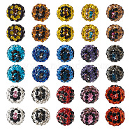 Pet 60Pcs 15 Colors Polymer Clay Rhinestone Beads, Pave Disco Ball Beads, Round, Mixed Color, PP13(1.9~2mm), 6 Rows Rhinestone, 10mm, Hole: 1.5mm, 4pcs/colors(RB-MP0001-01)