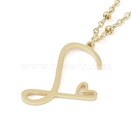 304 Stainless Steel Pendant Necklaces, Letter Charms, Letter S, 16.22 inch(41.2cm), 21x18.5x1.3mm(NJEW-H029-02G-S)