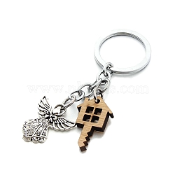 Wood Keychain for Women, Angle, Key, 7x4cm(PW-WG28024-01)