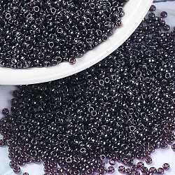 MIYUKI Round Rocailles Beads, Japanese Seed Beads, (RR171) Dark Smoky Amethyst Luster, 15/0, 1.5mm, Hole: 0.7mm, about 5555pcs/bottle, 10g/bottle(SEED-JP0010-RR0171)