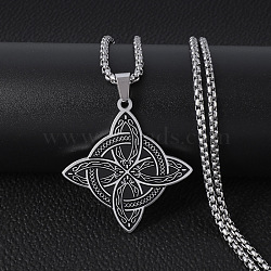 Viking Triskelion Knot Stainless Steel Pendant Necklaces for Men, Stainless Steel Color, 23.62 inch(60cm)(FS-WG900AF-01)