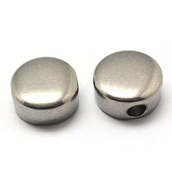 Tarnish Resistant 304 Stainless Steel Beads, Flat Round, Stainless Steel Color, 11.5x5.5mm, Hole: 3mm(STAS-T001-25)