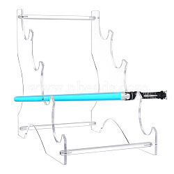 4-Tier Acrylic Sword Katana Holder Stands, Bracket Samurai Sword Display Easels, Holds up to 4 Swords, Clear, 30.1x19.7x30.1cm(ODIS-WH0017-108)