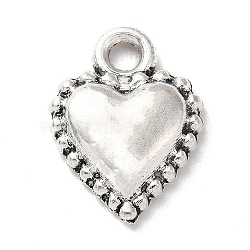 Tibetan Style Alloy Pendants, Heart Charm, Antique Silver, 14.5x11x2.5mm, Hole: 2mm, about 794pcs/500g(PALLOY-P293-056AS)